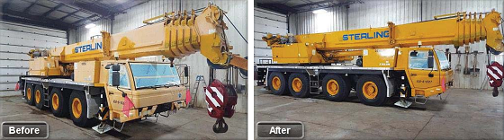 Crane rental group Sterling Crane (Edmonton, Alberta, Canada) is currently utilizing the hybrid nanocoating system on its cranes. Images courtesy of Nanovere Technologies, LLC.