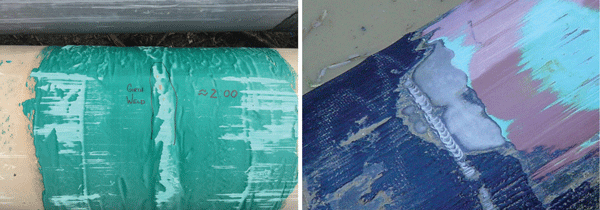 FIGURE 1: Examples of pipeline coating damage resulting from a pipe being pulled through an HDD excavation.