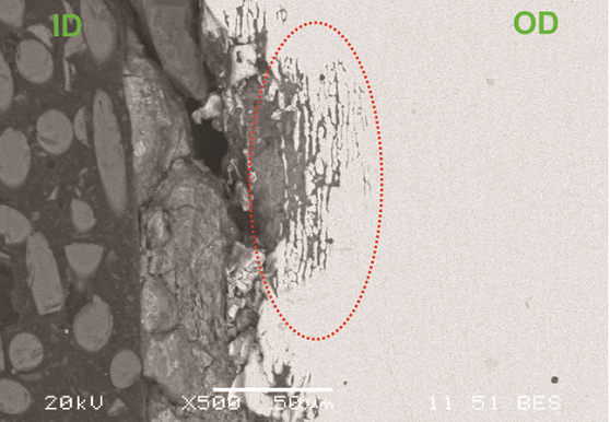 Fig. 2 SEM image showing intergranular attack.