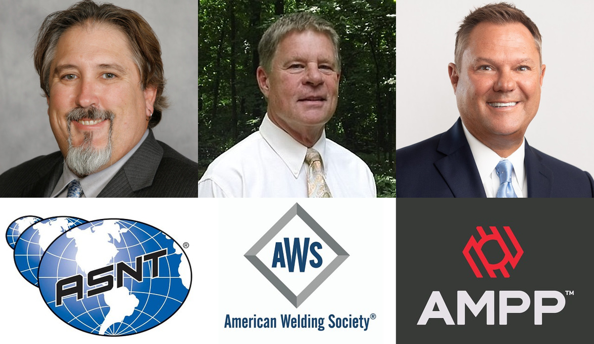 Ricky Morgan, ASNT; Dr. Rick Polanin, AWS; Alan Thomas, AMPP.