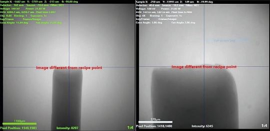 Images of the sample tip, which are used to set the voxel value.