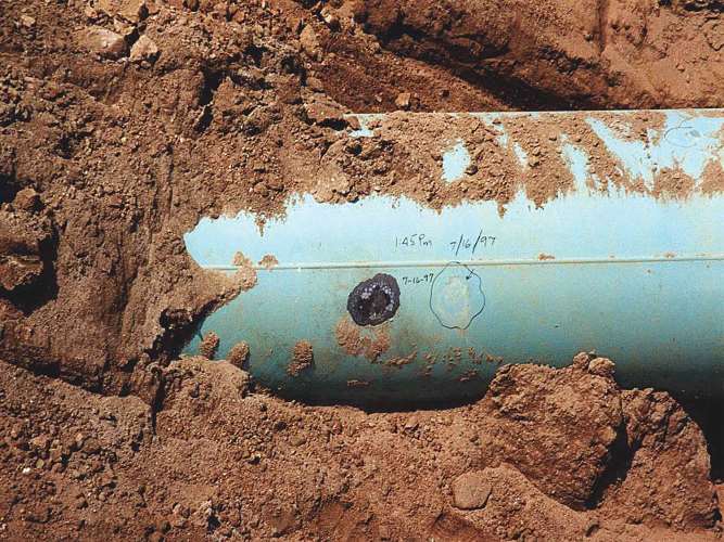 Cathodic disbondment on an in-service buried pipeline coating. Photo courtesy of Matt Dabiri.