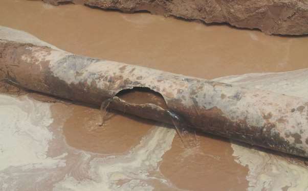 Figure 3: Pipeline ruptured at detected crack.  