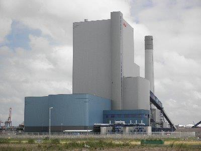 The new Maasvlakte coal-fired power station, with an installed capacity of 1,100 MW, is owned by E.ON (Düsseldorf, Germany). Wikipedia photo.